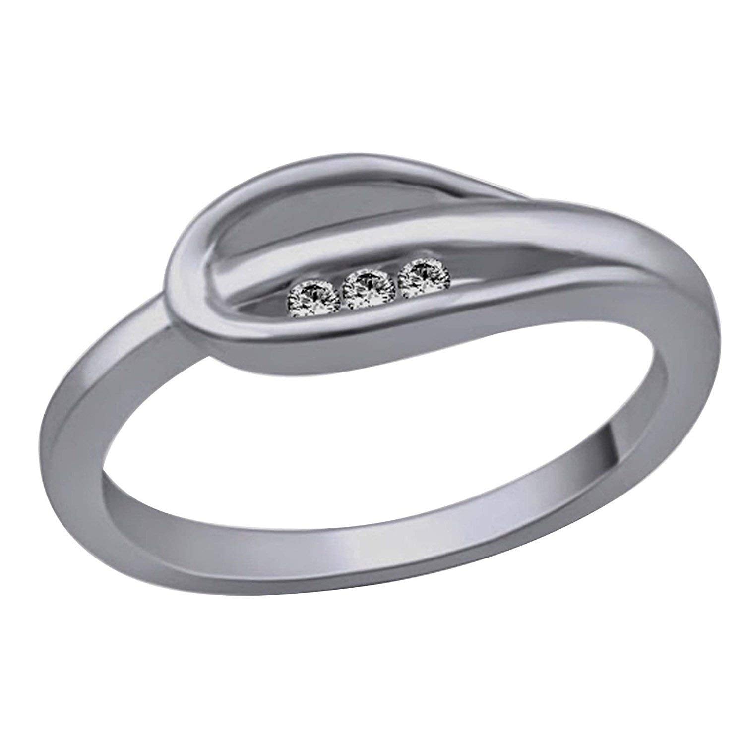 atjewels Round Cut White CZ .925 Sterling Silver Three Stone Band Ring For Women's and Girl's For Diwali Special - atjewels.in