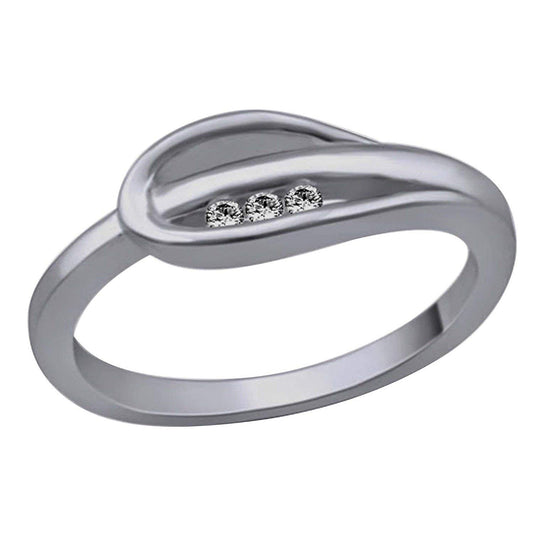 atjewels Round Cut White CZ .925 Sterling Silver Three Stone Band Ring For Women's and Girl's For Diwali Special - atjewels.in