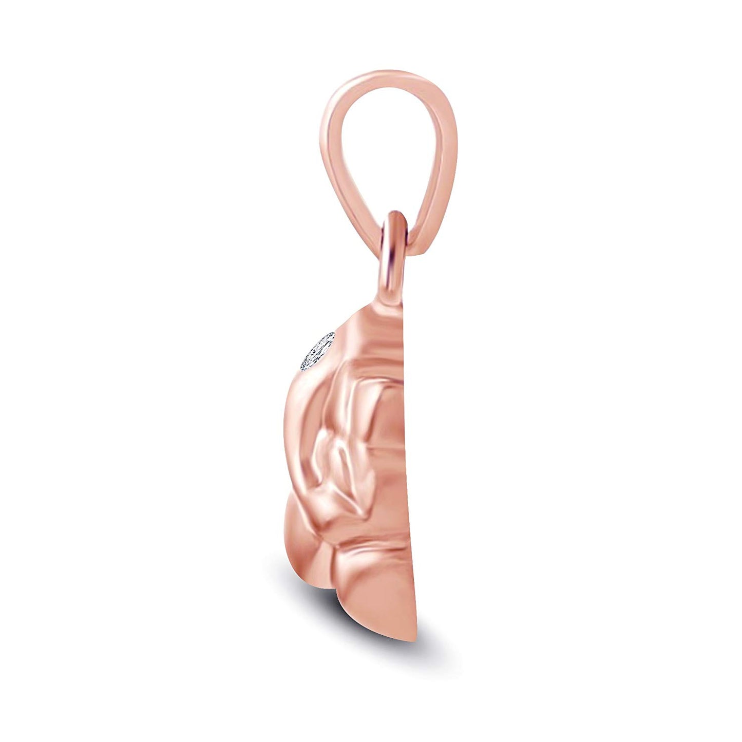 atjewels Ganesh Pendant In 14K Rose Gold Over 925 Silver Round White Diamond For Women's MOTHER'S DAY SPECIAL OFFER - atjewels.in