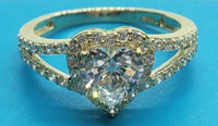 1 CT Heart Cut Diamond Yellow Gold Over 925 Sterling Sliver Women Engagement Halo Ring