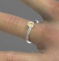 1 CT Round Cut Yellow Citrine Diamond 925 Sterling Silver Unique Engagement Solitaire Flower Ring