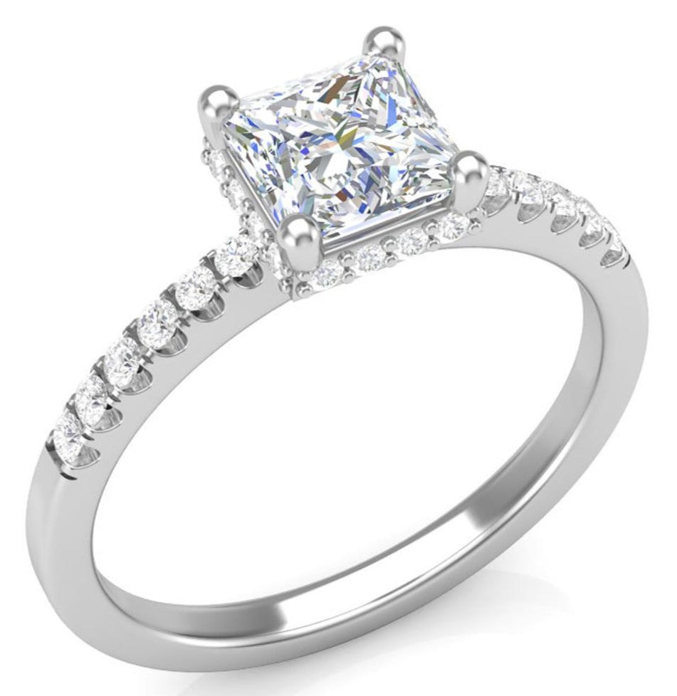 1 CT Princess Cut Diamond 925 Sterling Silver Women Engagement Wedding Halo Ring
