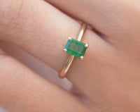2 CT Emerald Cut Green Emerald Diamond 925 Sterling Silver Women Engagement Solitaire Ring