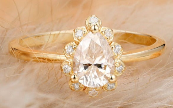 2 CT Pear Cut Diamond 925 Sterling Silver Women Engagement Halo Ring