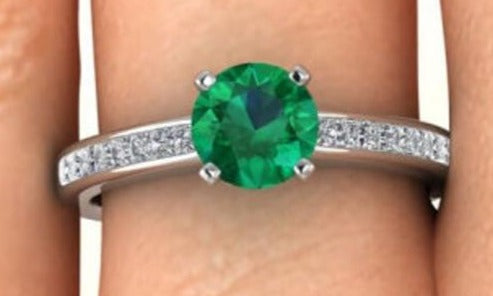 1 CT Round Cut Emerald Green Diamond White Gold Over 925 Sterling Sliver Women Anniversary Halo Ring - atjewels.in