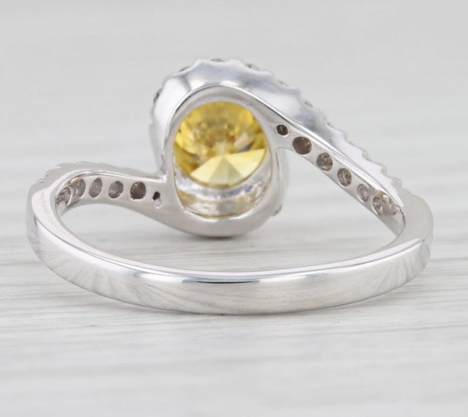 2 CT Round Cut Yellow Citrine Diamond 925 Sterling Silver Unisex Bypass Promise Halo Ring