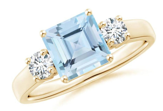 2 CT Princess Cut 3 Tone Blue Aquamarine Diamond 925 Sterling Silver Unisex Anniversary Ring
