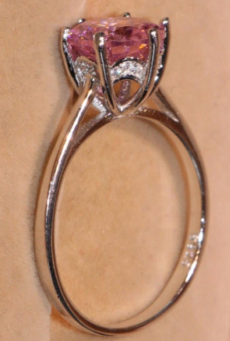 2 CT Round Cut Pink Sapphire Diamond 925 Sterling Silver Women's Solitaire Engagement Ring