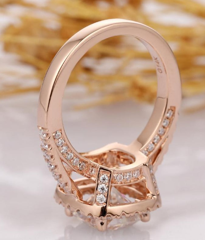 2 CT Cushion Cut Diamond 14k Rose Gold Over Women Halo Anniversary Gift For Her - atjewels.in