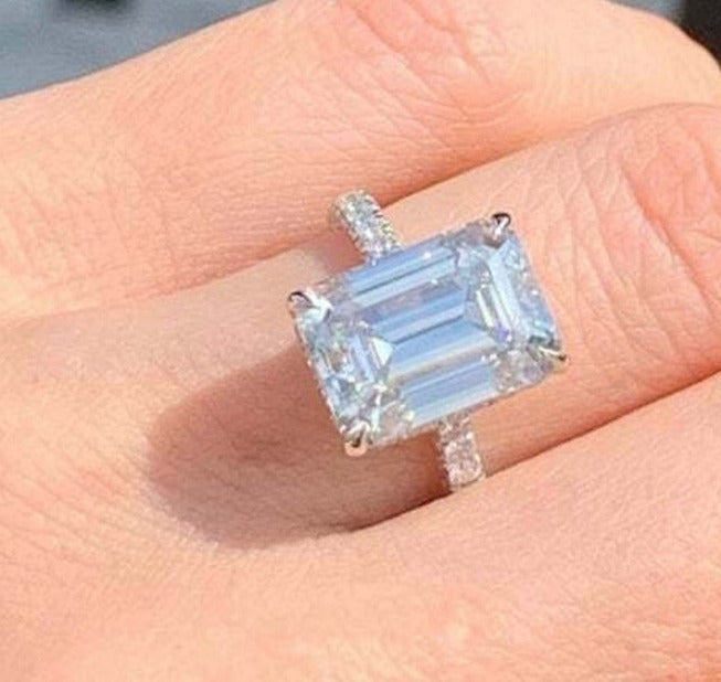 2 CT Emerald Cut Diamond 925 Sterling Silver Women Solitaire Engagement Ring