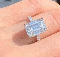 2 CT Emerald Cut Diamond 925 Sterling Silver Women Solitaire Engagement Ring