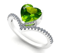 2 CT Heart Cut Green Peridot Diamond 925 Sterling Silver Wedding Anniversary Ring