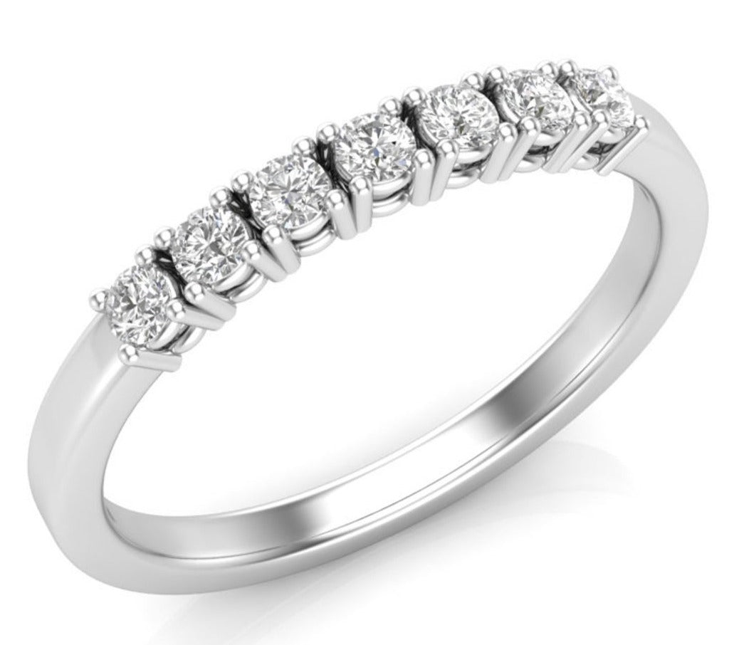 0.25 CT Round Cut Diamond 925 Sterling Silver Women Wedding Band Ring