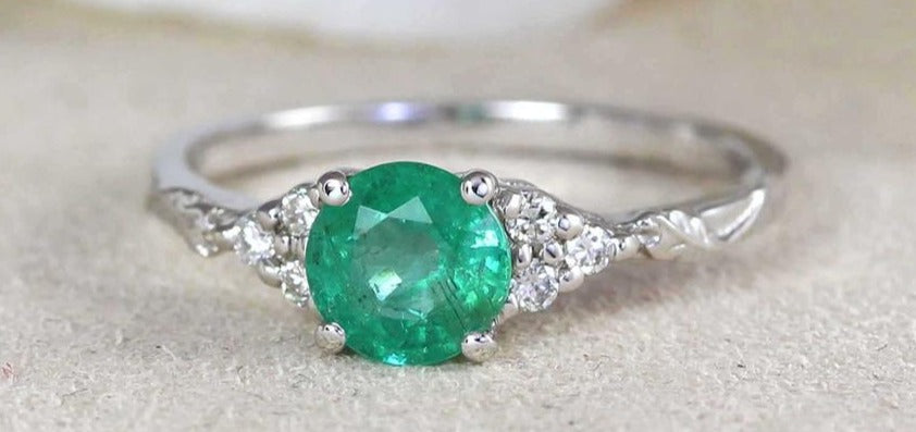 2 CT Round Cut Green Emerald Diamond 925 Sterling Silver Anniversary Gift for Her