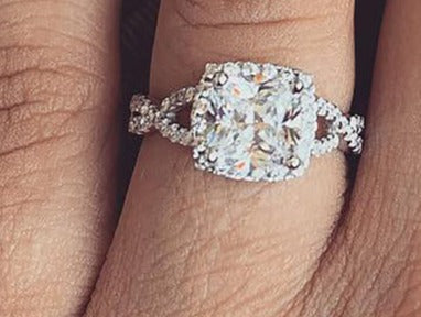 1 CT 925 Sterling Silver Cushion Cut White Diamond Anniversary Halo Ring