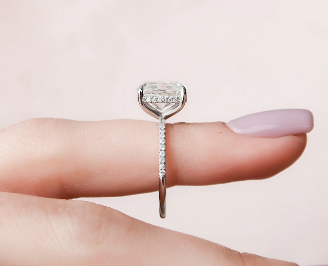 4 CT Cushion Cut White Gold Over On 925 Sterling Silver Solitaire W/Accents Engagement Ring