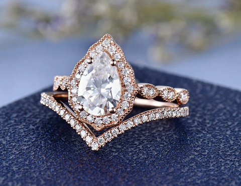 1 CT Pear Cut Rose Gold Over On 925 Sterling Silver Engagement Ring Se atjewels.in