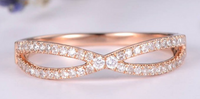 1 CT Round Cut White Diamond Rose Gold Over On 925 Sterling Silver Criss Cross Wedding Bridal Ring