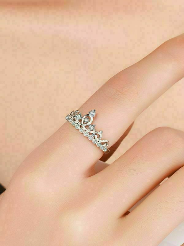 0.50 Ct Round Cut Diamond 925 Sterling Silver Princess Crown Style Engagement Wedding Ring