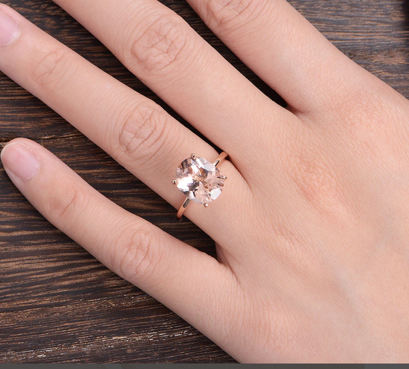 2 CT Oval Cut Peach Morganite Rose Gold Over On 925 Sterling Silver Solitaire Women Anniversary Ring