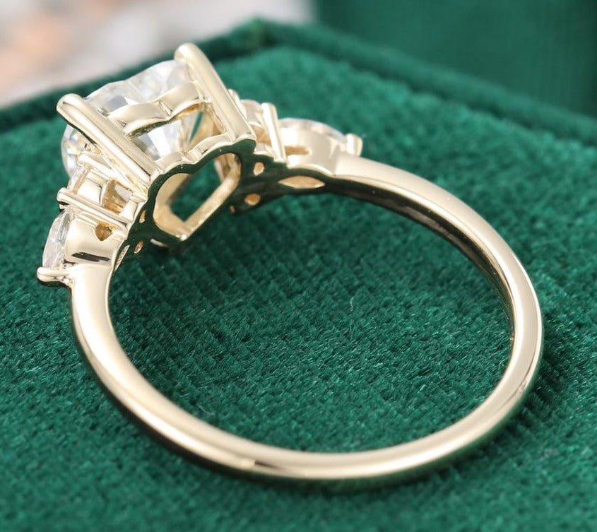 2 CT Heart Cut White Diamond Yellow Gold Over 925 Sterling Sliver Women Anniversary Ring Gift For Her