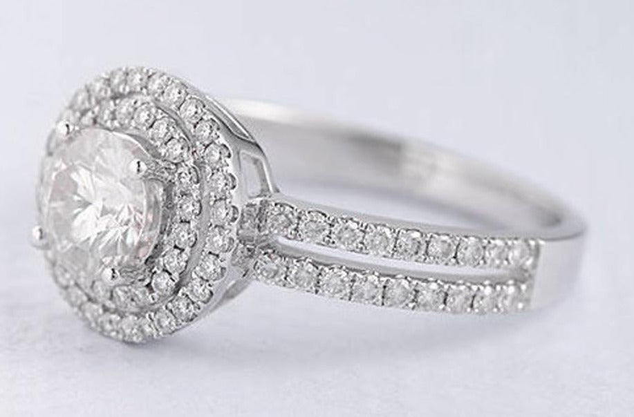 1 CT Round Cut Diamond 925 Sterling Sliver Unique Engagement Halo Ring Gift For Her