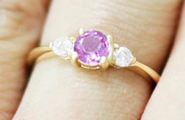 1 CT Round Cut Pink Sapphire Diamond 925 Sterling Sliver Women Engagement Wedding Ring