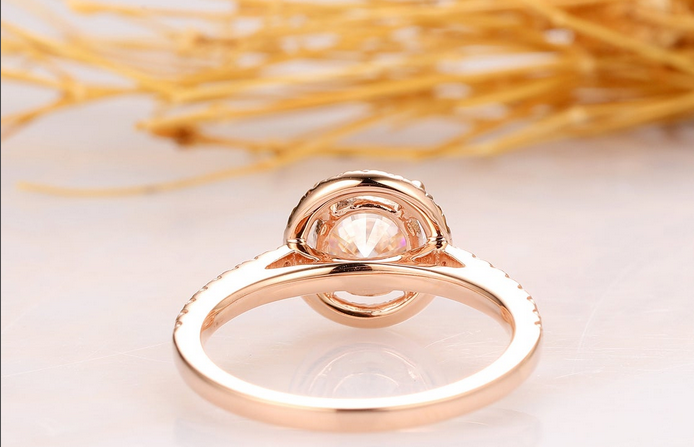 1 CT Round Cut Diamond Rose Gold Over On 925 Sterling Silver Halo Wedding Ring