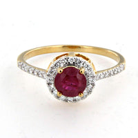 atjewels 18K Yellow Gold Plated .925 Sterling Silver Pink Sapphire & White CZ Diamond Halo Ring MOTHER'S DAY SPECIAL OFFER - atjewels.in
