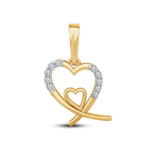 atjewels 18K Yellow Gold on 925 Sterling White CZ Double Cross Heart Pendant MOTHER'S DAY SPECIAL OFFER - atjewels.in