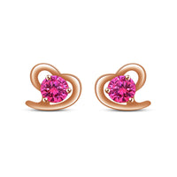 atjewels Round Pink Sapphire 14K Rose Gold Over 925 Sterling Heart Shape Stud Earrings MOTHER'S DAY SPECIAL OFFER - atjewels.in