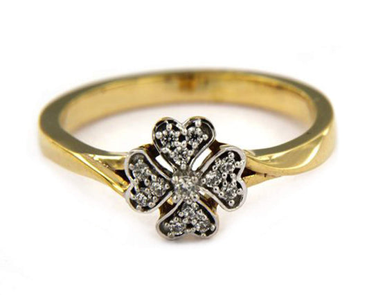 atjewels 0.20 TCW Round White CZ With 14K Yellow Gold Over 925 Silver Beautiful Flower Ring MOTHER'S DAY SPECIAL OFFER - atjewels.in