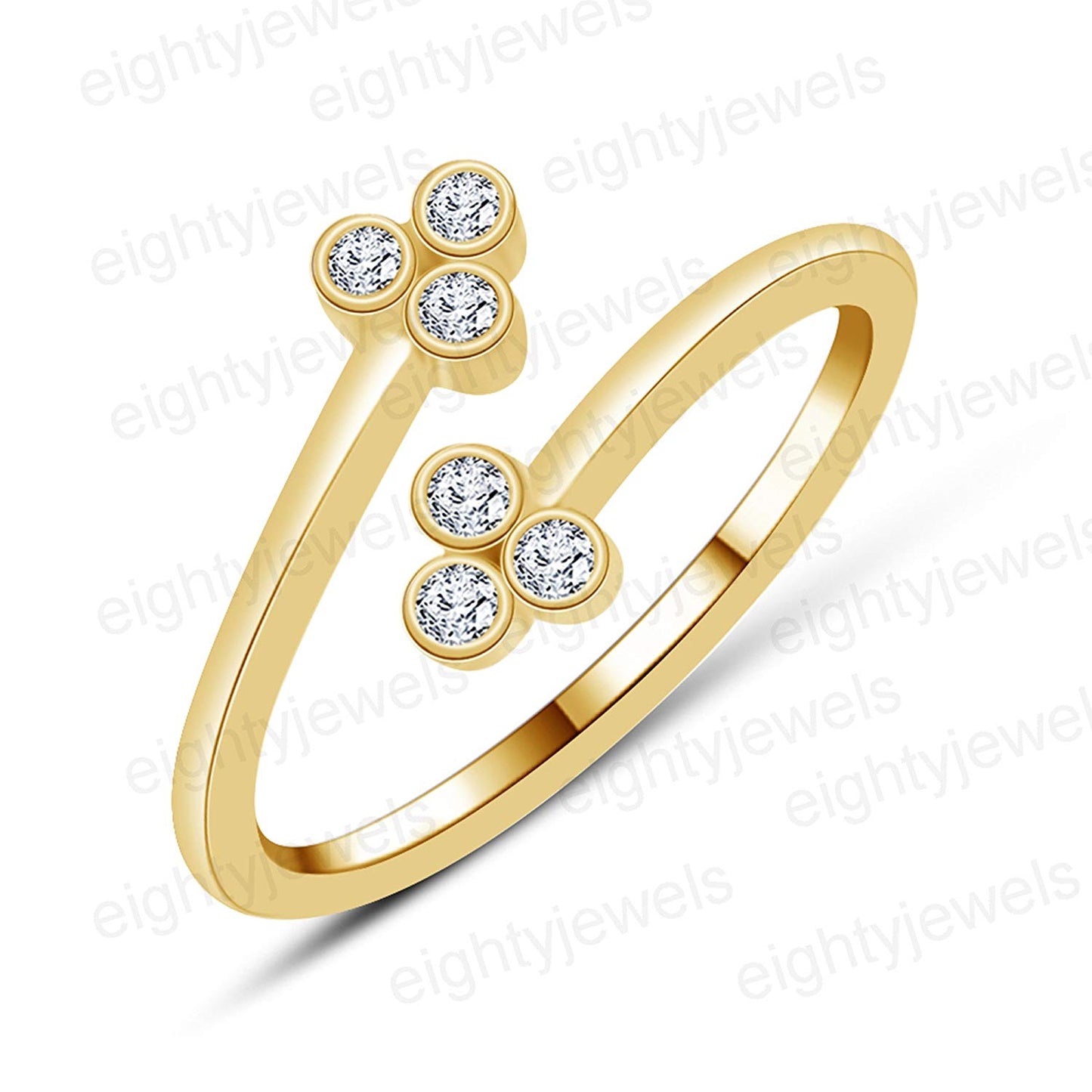 atjewels Bypass Adjustable ToeRing in 14K Yellow Gold Plated On Sterling Silver Gemstone Variation For Women's - atjewels.in