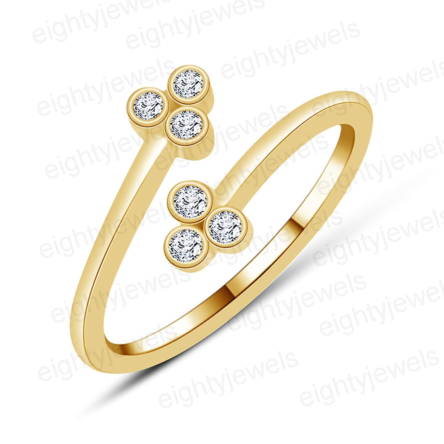 atjewels Bypass Adjustable ToeRing in 14K Yellow Gold Plated On Sterling Silver Gemstone Variation For Women's - atjewels.in