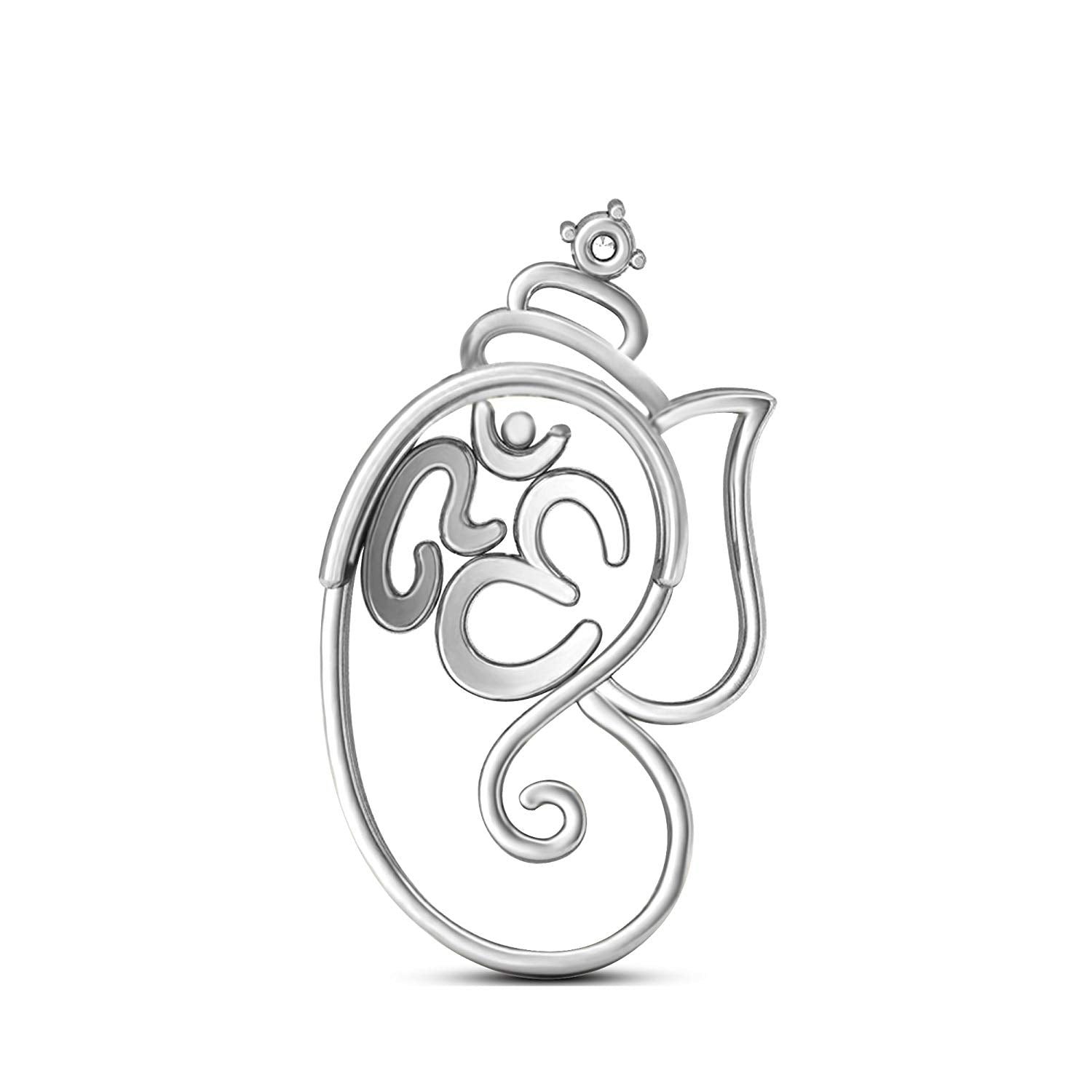 atjewels 14k White Gold Plated 925 Sterling Silver Religious Ganpati Om Pendant Without Chain For Men's & Women's MOTHER'S DAY SPECIAL OFFER - atjewels.in