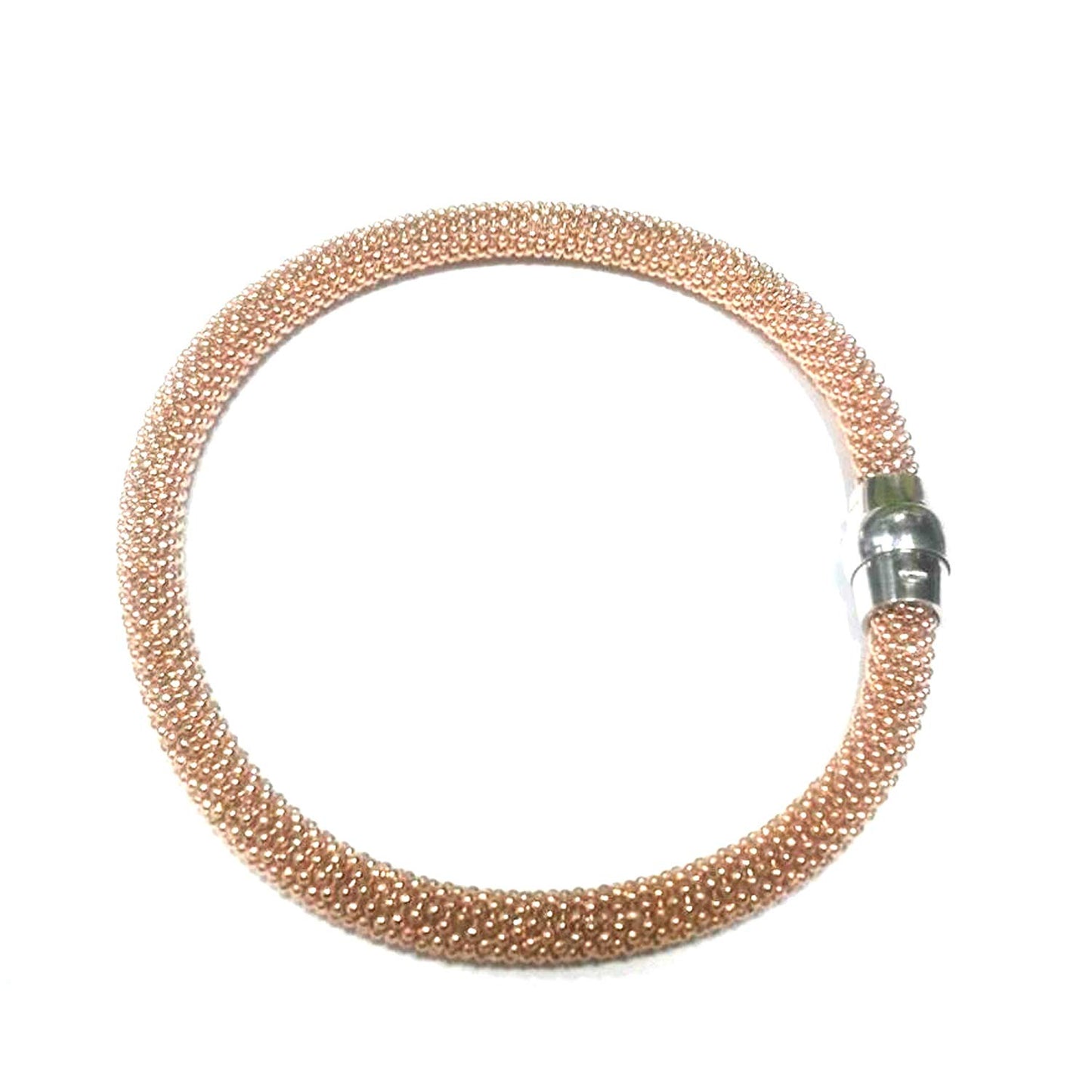 atjewels Rose Gold Over .925 Sterling Silver Diamond Cut Soft Mesh Bracelet For Girl's and Women's For MOTHER'S DAY SPECIAL OFFER - atjewels.in