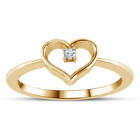 atjewels 14k Yellow Gold Over .925 Silver White Cubic Zirconia Solitaire Heart Ring MOTHER'S DAY SPECIAL OFFER - atjewels.in