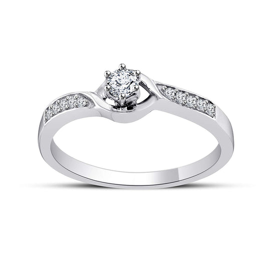 atjewels 14K White Gold Over .925 Sterling Silver With Round White Zirconia Engagement Ring MOTHER'S DAY SPECIAL OFFER - atjewels.in