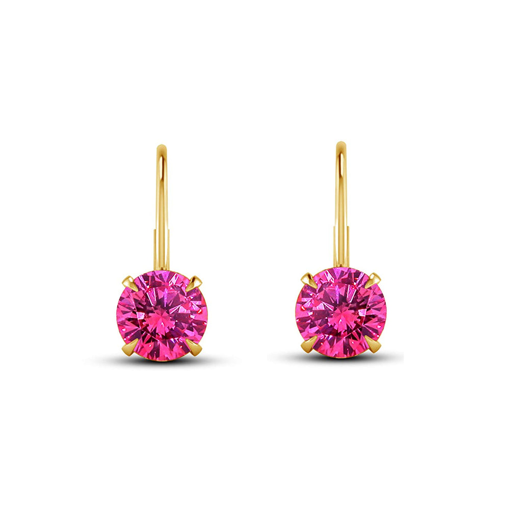 Special Offer From atjewels!! Yellow Gold Over 925 Sterling Silver Round Cut Pink Sapphire Dangle Earrings MOTHER'S DAY SPECIAL OFFER - atjewels.in