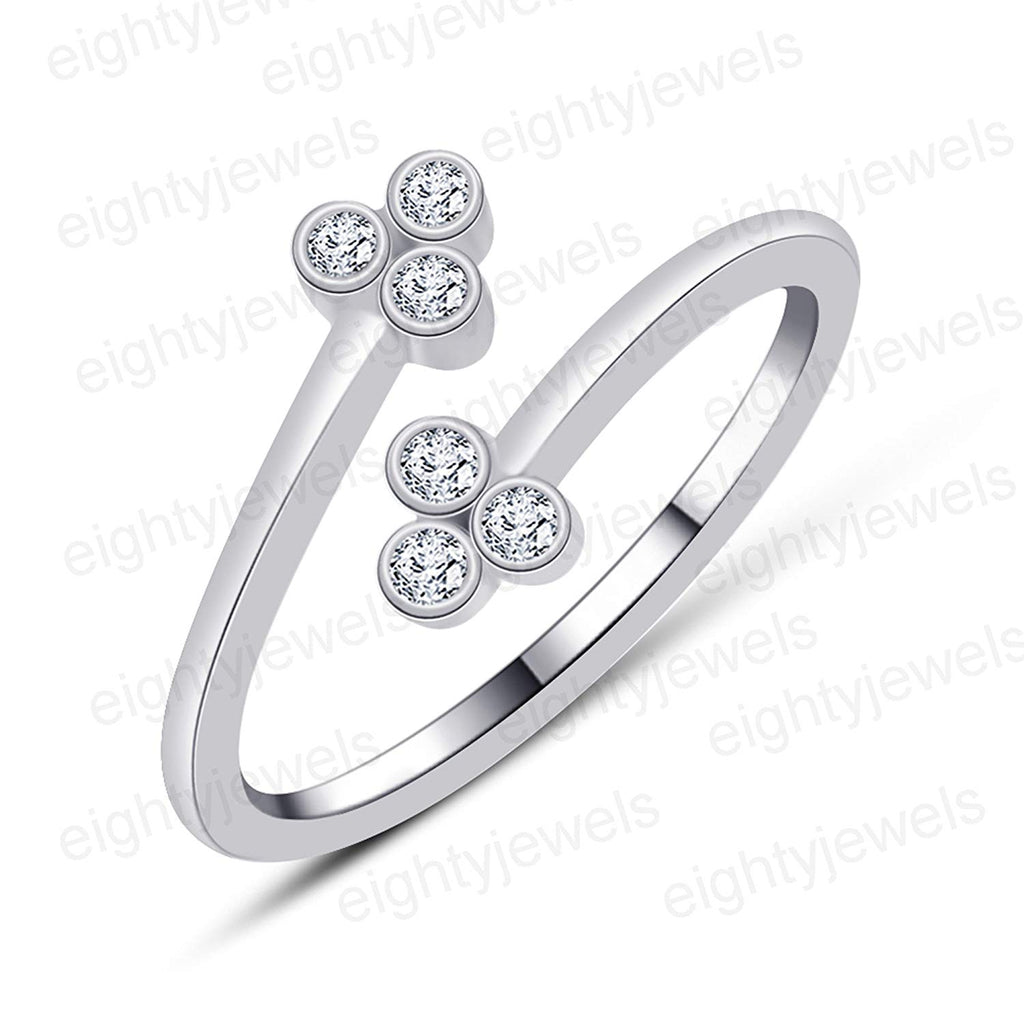 atjewels Bypass Adjustable ToeRing in 14K White Gold Plated On Sterling Silver White CZ For Women - atjewels.in