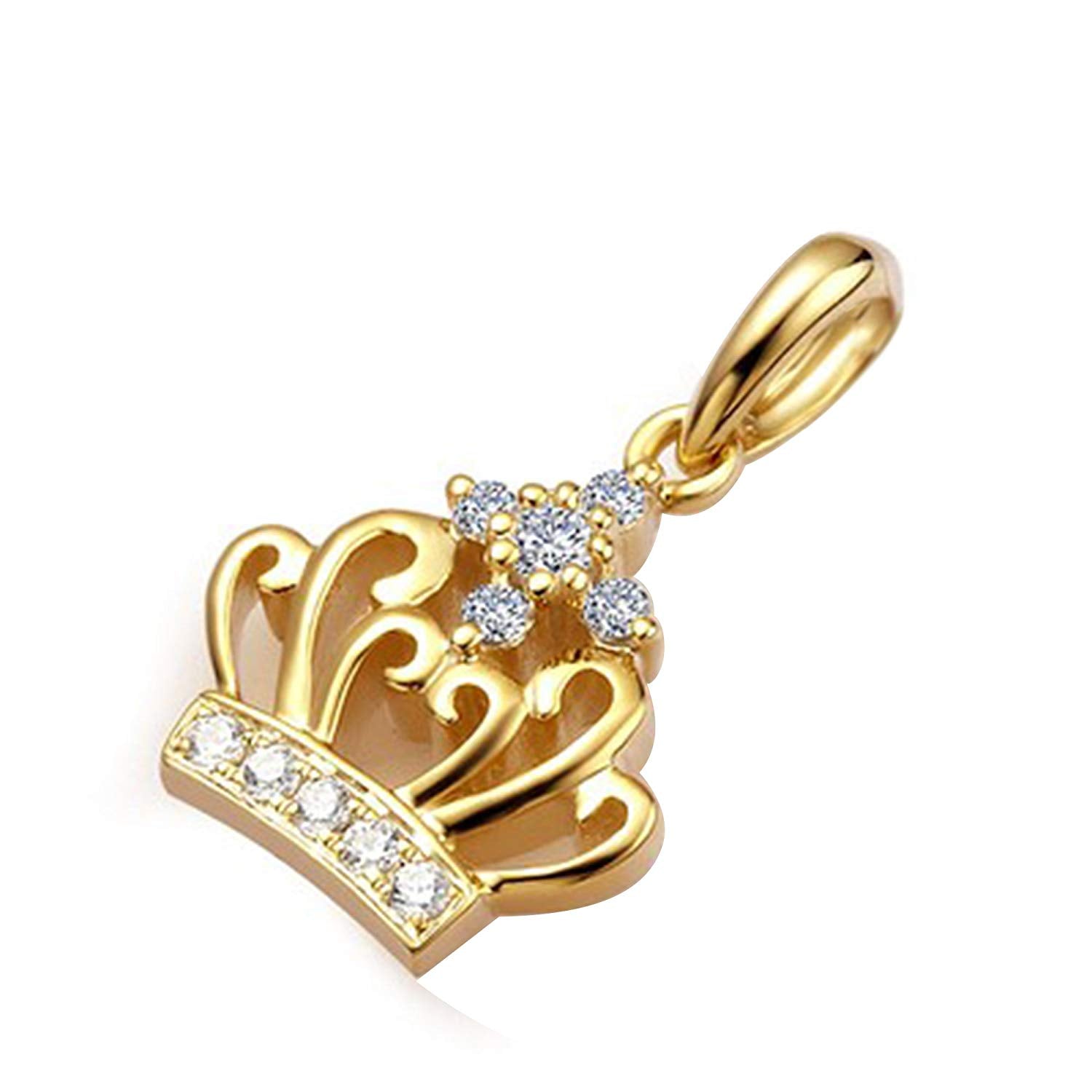 atjewels Crown King Pendant For Men's in 14K Yellow Gold Over 925 Sterling silver with Round White CZ MOTHER'S DAY SPECIAL OFFER - atjewels.in