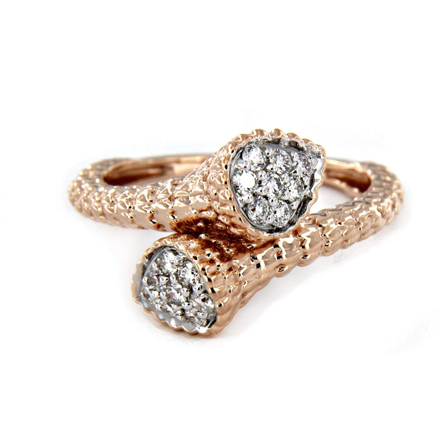 atjewels Bypass Ring in 18K Rose Gold Over .925 Sterling Silver Round White CZ MOTHER'S DAY SPECIAL OFFER - atjewels.in