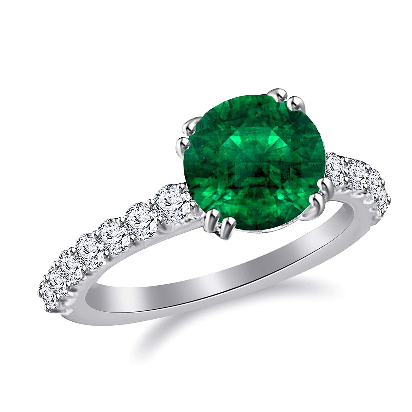 atjewels 14K White Gold Plated 925 Sterling Silver Solitaire with Accents Engagement Ring with Gemstone Veriation MOTHER'S DAY SPECIAL OFFER - atjewels.in