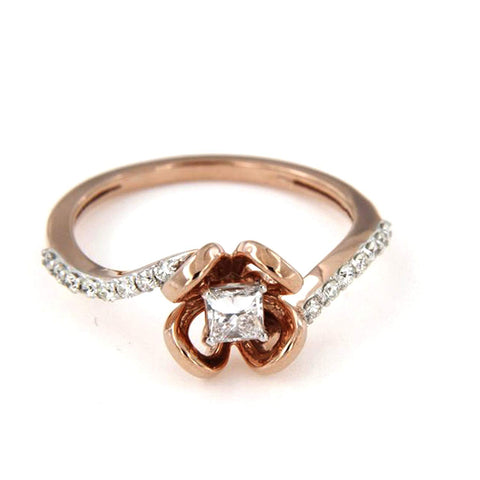 atjewels 18K Rose Gold Over 925 Sterling White CZ Princess Cut Flower Ring MOTHER'S DAY SPECIAL OFFER - atjewels.in