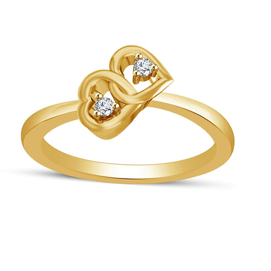 atjewels 14K Yellow Gold Over Sterling Round White CZ Cross Heart Ring Free Sizing MOTHER'S DAY SPECIAL OFFER - atjewels.in