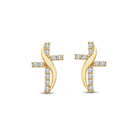 atjewels Round White CZ Cross Stud Earrings in 18k Yellow Gold Plated on 925 Sterling Silver MOTHER'S DAY SPECIAL OFFER - atjewels.in