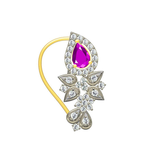 atjewels 925 Sterling Silver With Pink Sapphire & White Cubic Zrconia Maharashtrian Nath MOTHER'S DAY SPECIAL OFFER - atjewels.in