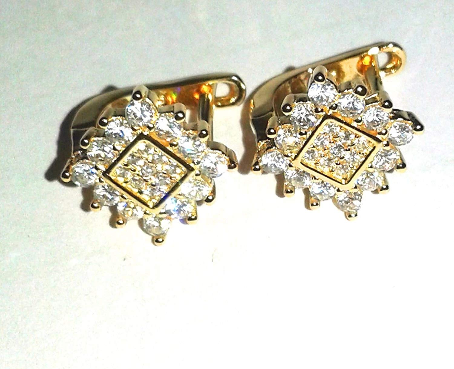 atjewels Round Cut White CZ 14k Yellow Gold Over 925 Sterling Silver Hoop Earrings For Girl's and Women's For MOTHER'S DAY SPECIAL OFFER - atjewels.in