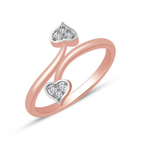 atjewels Rose and White Gold on 925 Silver Round White Cubic Zirconia Bypass Heart Ring MOTHER'S DAY SPECIAL OFFER - atjewels.in
