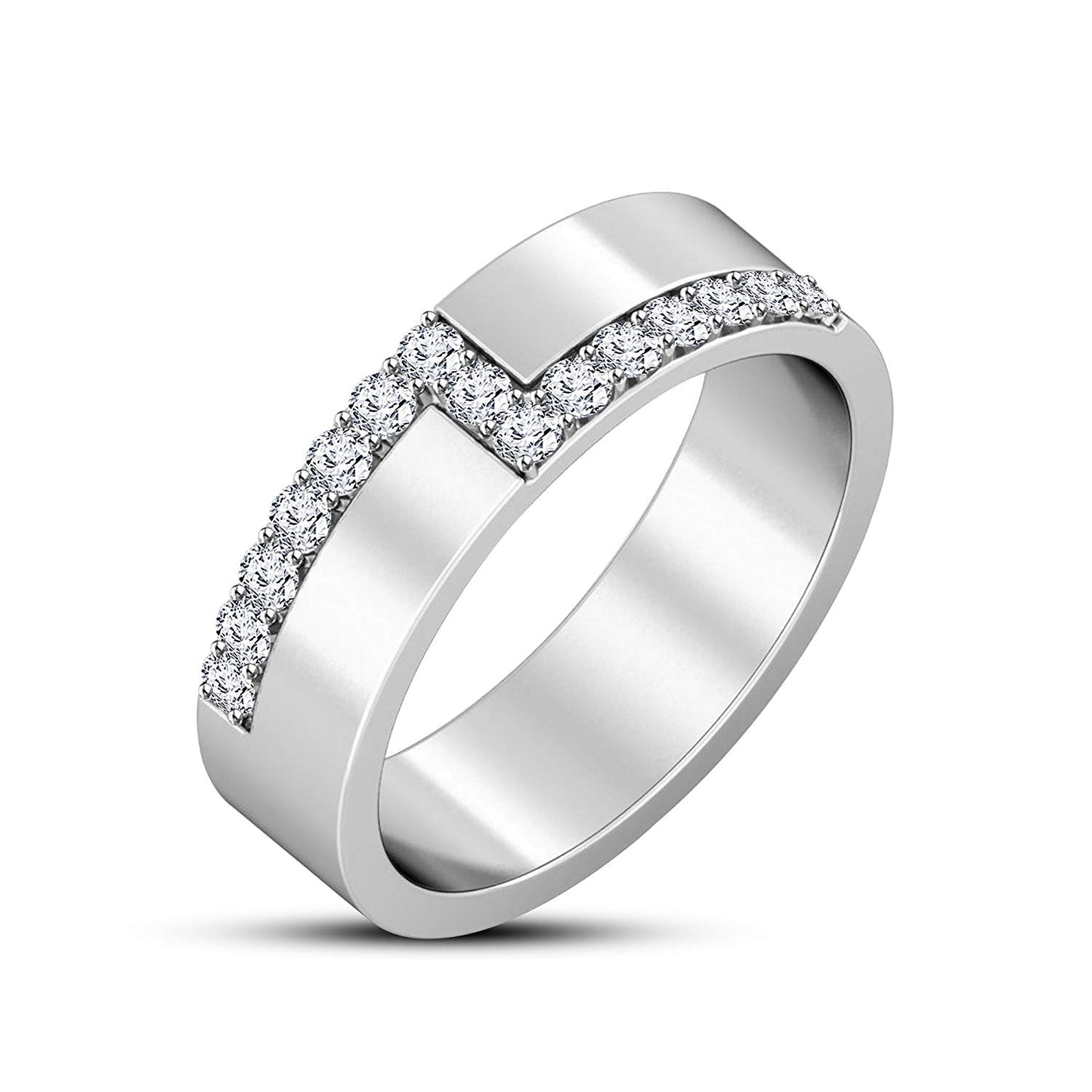 atjewels Unique Style Round Cut White CZ Engagement Men's Band Ring in Solid 925 Sterling Silver MOTHER'S DAY SPECIAL OFFER - atjewels.in